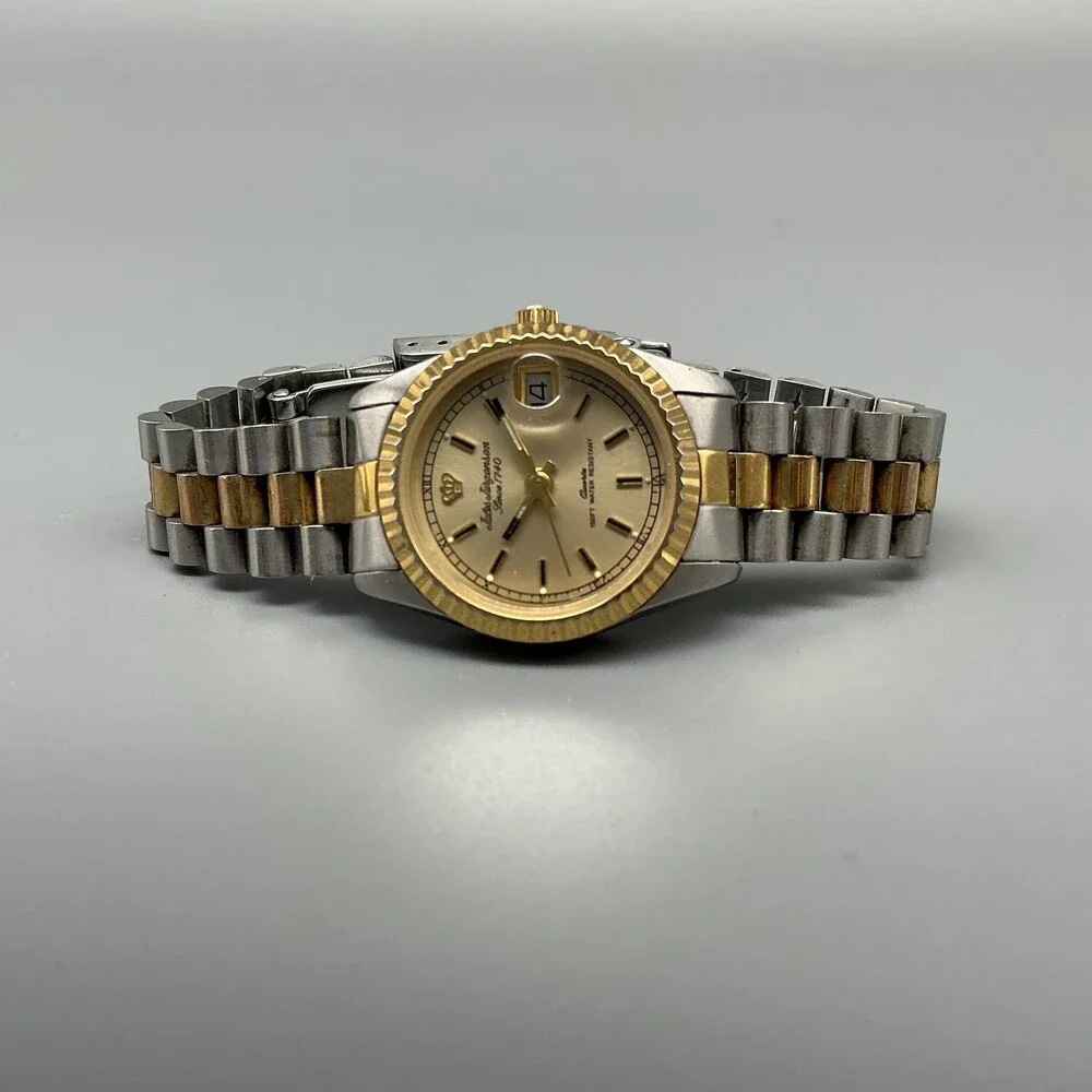 Jules Jurgensen Womens Watch 25mm Champagne Dial Date Two Tone New Battery 6